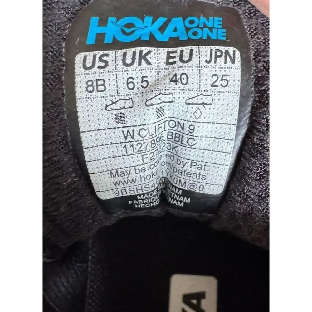 Hoka Clifton 9 Women's Running Shoes Black Size 8B Lightweight Sneakers - Picture 9 of 12